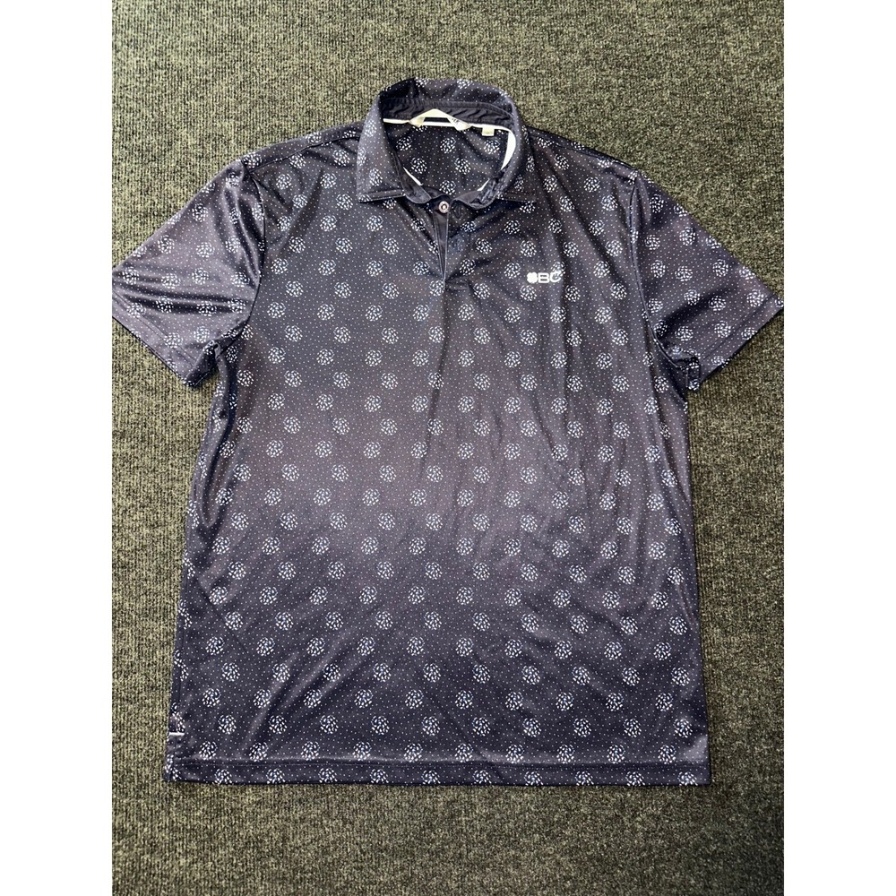 Black‎ Clover Polo Shirt Men's M Blue All Over Pattern Golf Shirt